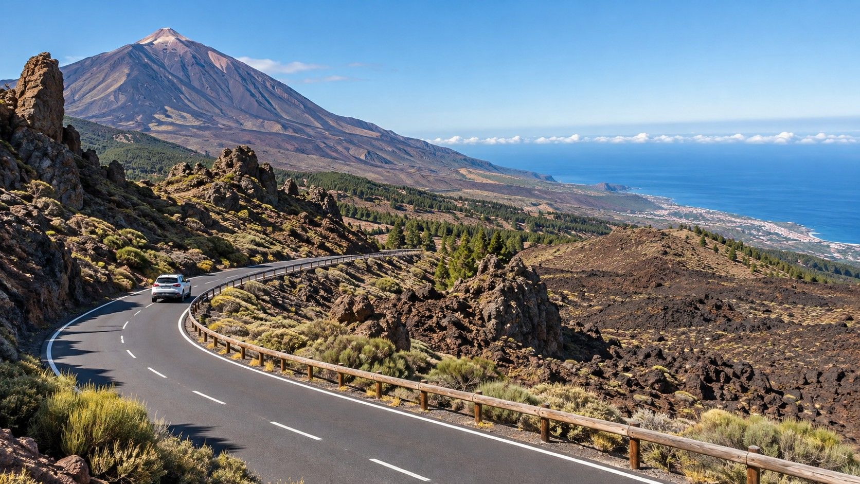 Tenerife road through volcanic landscape